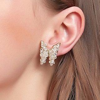 Faux Crystal Butterfly Earring 1 Pair - 01 - 7560 - White - One Size