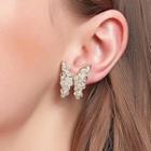 Faux Crystal Butterfly Earring 1 Pair - 01 - 7560 - White - One Size