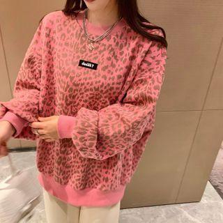 Leopard Print Sweatshirt / Plain Sweatpants