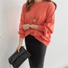 Crew-neck Balloon-sleeve Knit Top