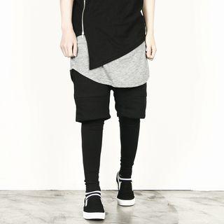 Drawstring-waisted Inset Leggings Shorts