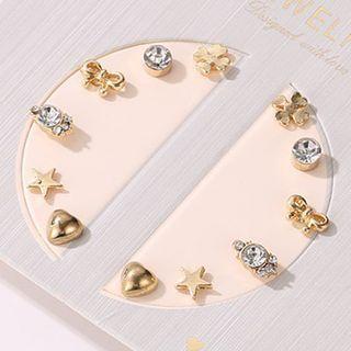 6 Pair Set: Bow Alloy Earring (various Designs) 01 - 11644 - Gold - One Size