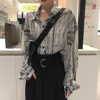 Oversize Printed Long-sleeve Shirt