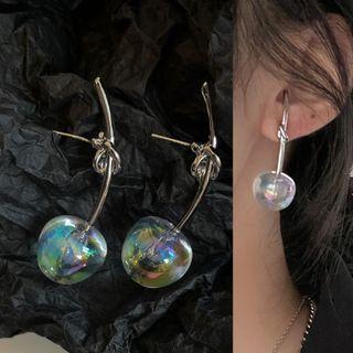 Cherry Drop Earring 1822a - 1 Pair - Silver - One Size