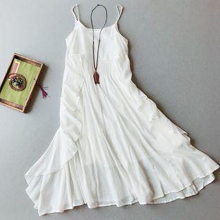 Spaghetti Strap Linen Blend A-line Dress