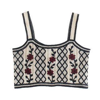 Flower Jacquard Knit Camisole Top