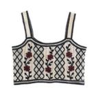 Flower Jacquard Knit Camisole Top