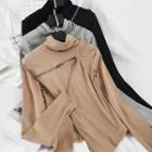 Zip Detail Turtleneck Long-sleeve T-shirt