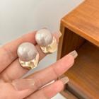 Faux Pearl Alloy Earring 01# - 1 Pair - Gold - One Size