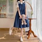 Short-sleeve Sailor Blouse / Midi Overall Dress / Set