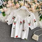 Fruit Embroidered Puff-sleeve Blouse (various Design)