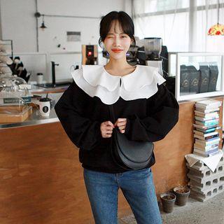 Layered Ruffle-collar Sweatshirt