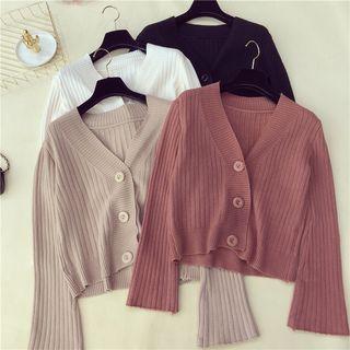 Long-sleeve V Neck Knit Cardigan
