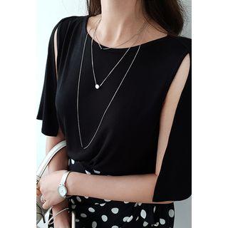 Round-neck Slit-shoulder Top