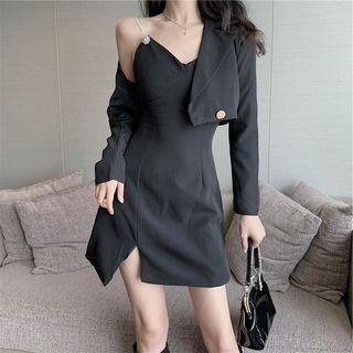 Crop Blazer / Strappy A-line Dress