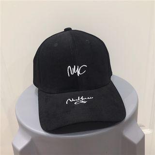 Faux Suede Embroidered Lettering Baseball Cap