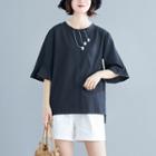 Embroidered Round-neck Bell-sleeve T Shirt