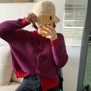 Waffle Knit Cardigan As Shown In Figure - One Size