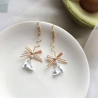 Alloy Cat & Bow Dangle Earring 1 Pair - Hook Earring - One Size