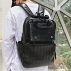 Woven Faux Leather Backpack Black - One Size