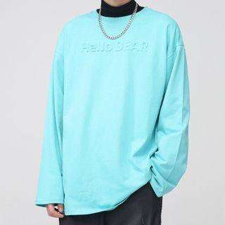 Long-sleeve Letter Embossed T-shirt