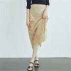 Band-waist Lace Overlay Skirt