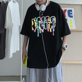 Reflective Letter Printed T-shirt