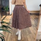Crystal-pleat Long Floral Skirt
