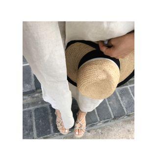 V-neck Dolman-sleeve Linen Long Dress