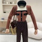 Mock Two-piece Square-neck Two-tone Top