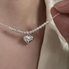 Heart Pendant Alloy Necklace Heart Necklace - Silver - One Size