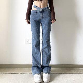 Low Waist Cutout Wide Leg Jeans