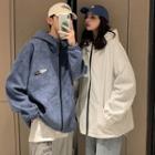 Couple Matching Hooded Corduroy Zip Jacket