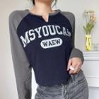 Lettering Round Neck Long Sleeve Top
