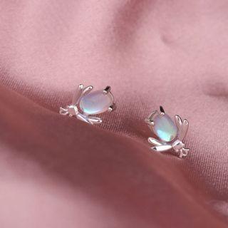 Rhinestone Firefly Stud Earring 1 Pair - Silver - One Size