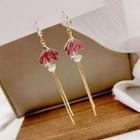 Rhinestone Flower Fringed Earring 1 Pair - E2504 - As Shown In Figure - One Size