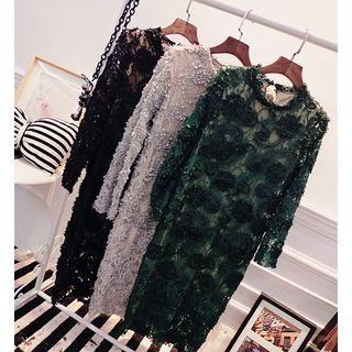 Crochet Long Sleeve Midi Dress