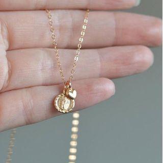 Heart Disc Pendant Alloy Necklace Gold - One Size