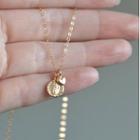 Heart Disc Pendant Alloy Necklace Gold - One Size