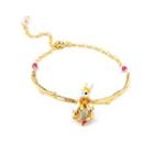 Fashion And Elegant Plated Gold Enamel Rabbit Cubic Zirconia Bangle  - One Size