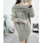 Long-sleeve Off Shoulder Thick Knit Dress
