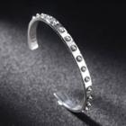 Studded 925 Sterling Silver Open Bangle Silver - One Size