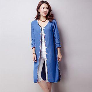 Chinese Frog Button Long Light Jacket