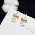 Alloy Bow Faux Crystal Dangle Earring Opal White - One Size