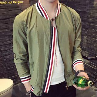 Striped Zip Windbreaker
