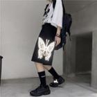 Reflective Butterfly Straight-cut Shorts
