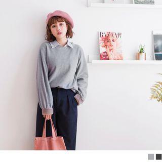 Fleece Cuff Puff Sleeve Top
