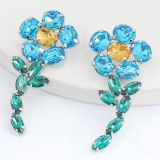 Flower Rhinestone Dangle Earring 1 Pair - Green - One Size