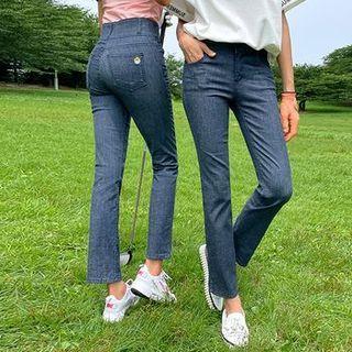 Dog-embroidery Straight-leg Jeans