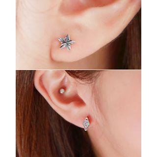 Ball / Star / Rhombus Ear Stud Set (6 Pcs)